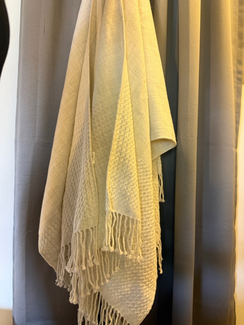 Cream Fringe Knit Cape Wrap - Women Jackets & Coats